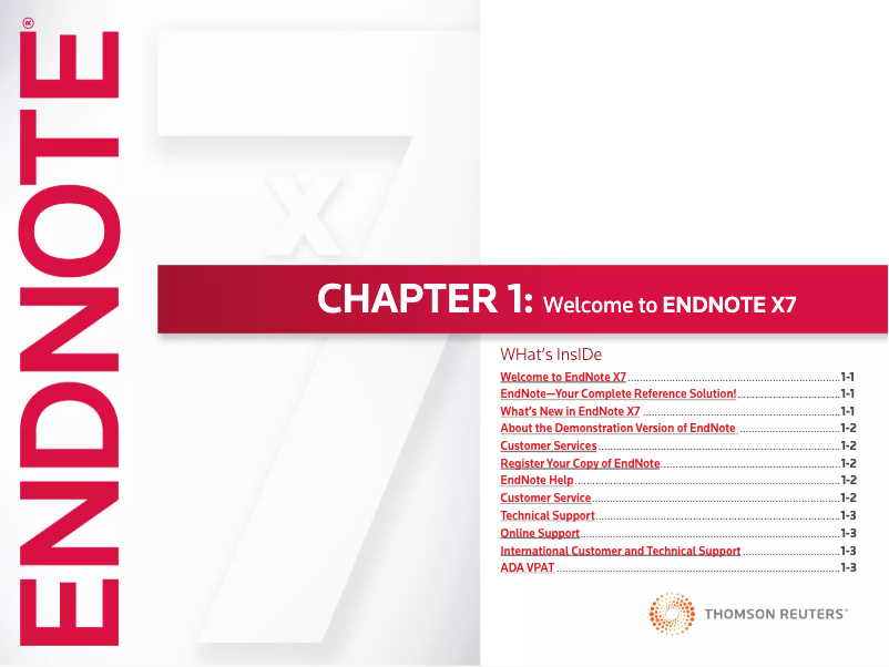 Página nº 1 - Manual de usuario Thomson Reuters EndNote X7