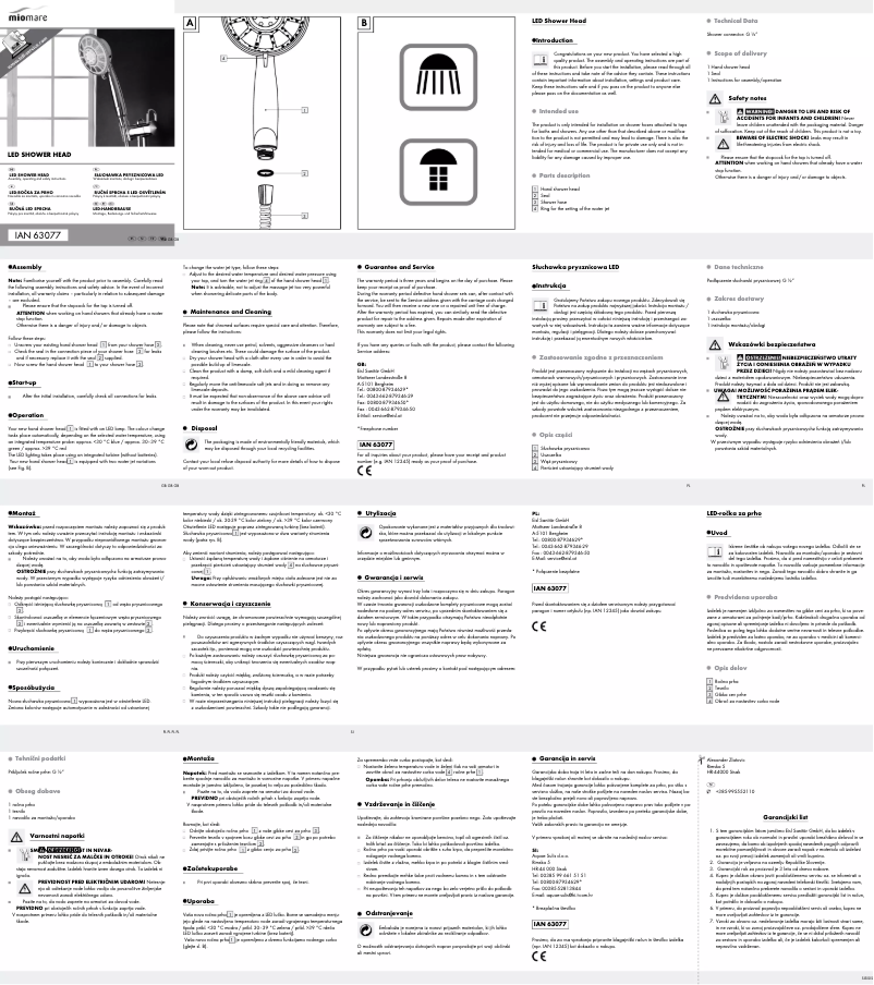 Imagen de la primera página del manual del dispositivo IAN 63077