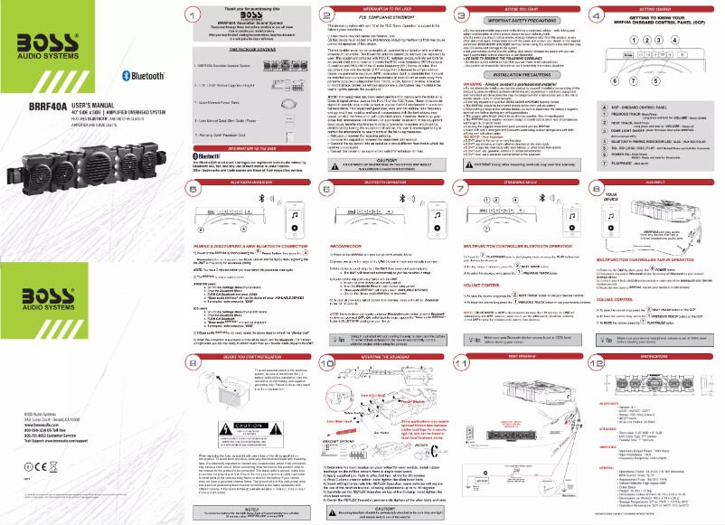 Página nº 1 - Manual de usuario Boss BRRF40A