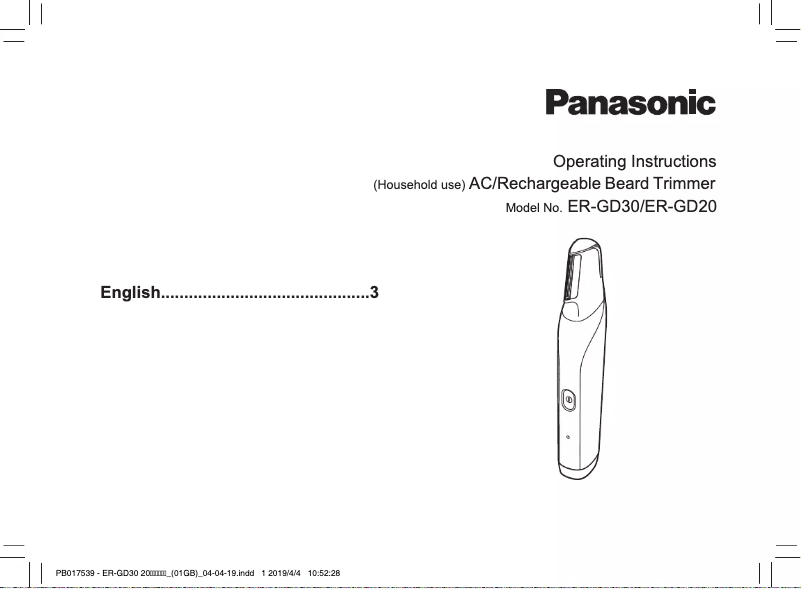 Página nº 1 - Manual de usuario Panasonic ER-GD20