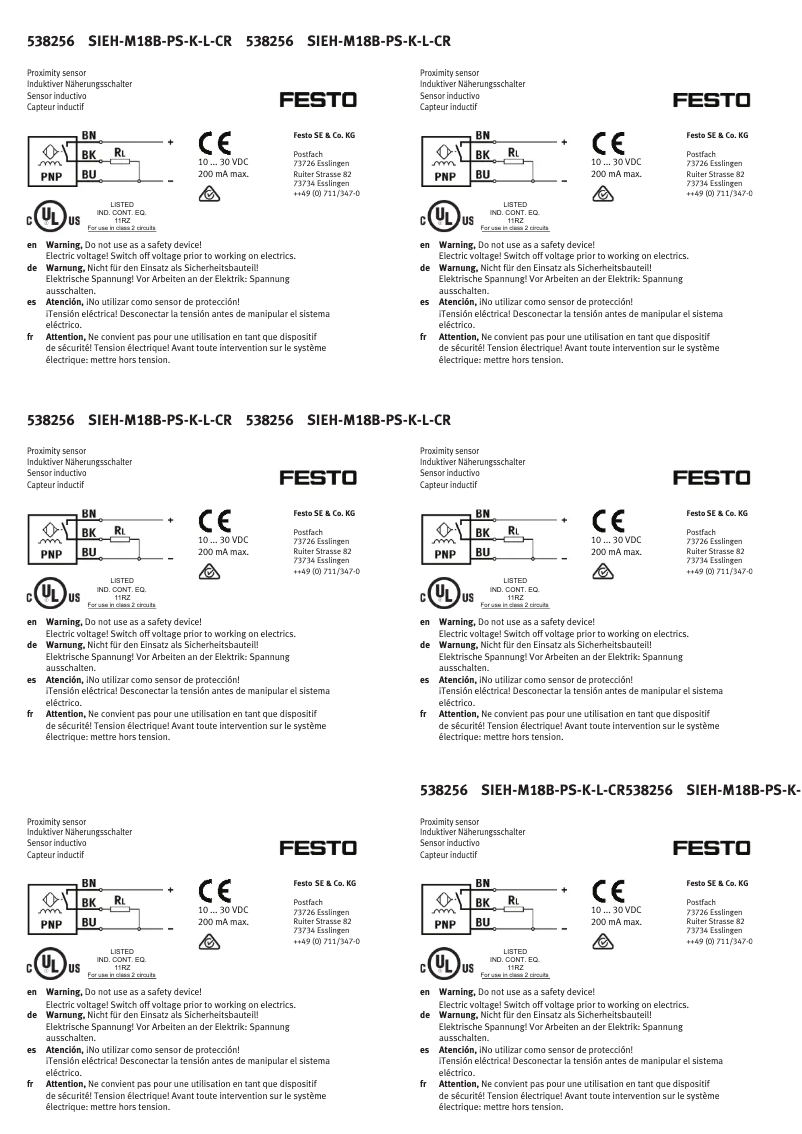 Página 1 del manual Manual de usuario Festo SIEH-M18B-PS-K-L-CR