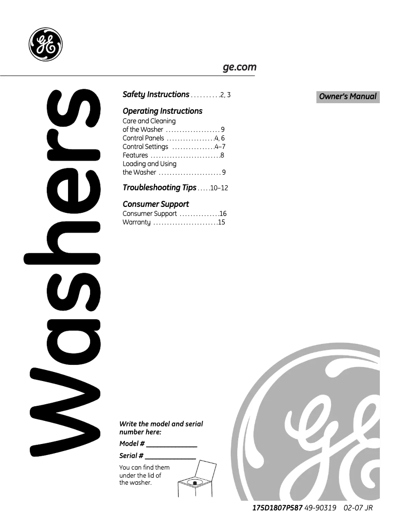 Imagen de la primera página del manual del dispositivo WLSR2010KWW