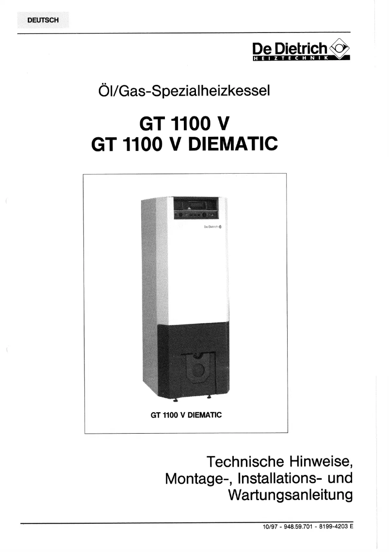 Página 1 del manual Manual de usuario De Dietrich GT1100 V