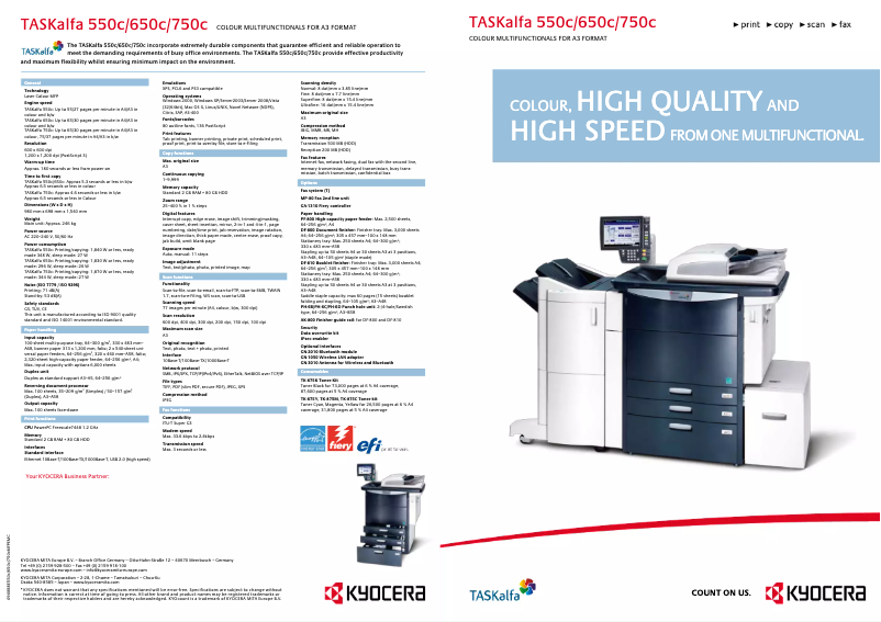 Página 1 del manual Folleto Kyocera TASKalfa 550c