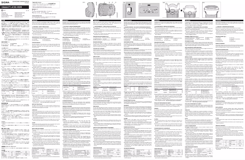 Página nº 1 - Manual de usuario Sigma 24mm F1.4 DG HSM