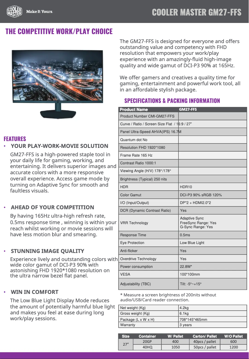 Imagen de la primera página del manual del dispositivo GM27-FFS