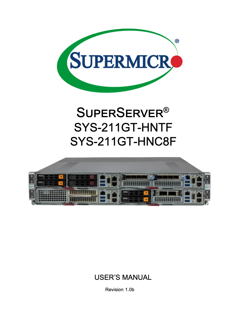Página 1 del manual Manual de usuario Supermicro SuperServer SYS-211GT-HNTF