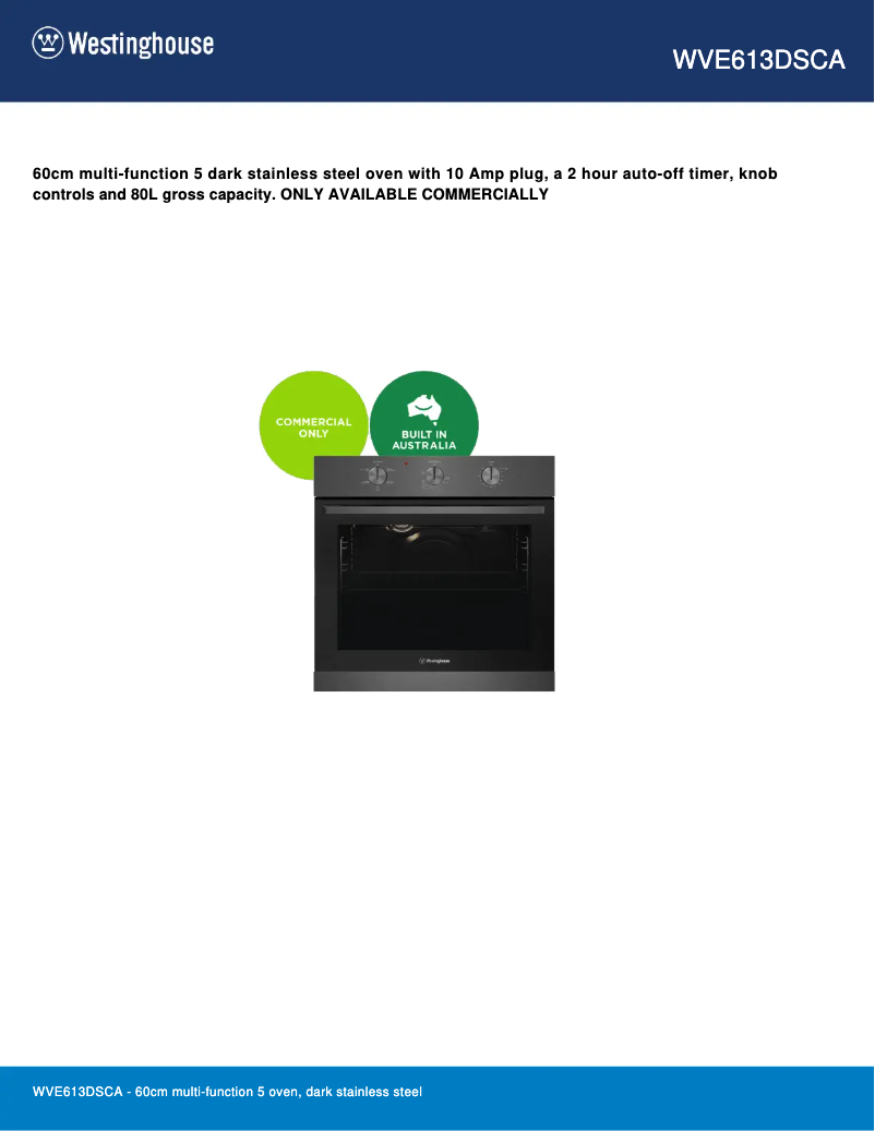 Imagen de la primera página del manual del dispositivo WVE613DSCA