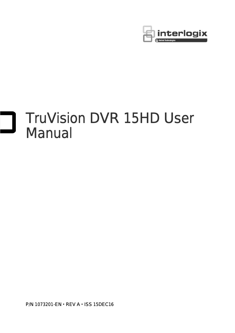 Imagen de la primera página del manual del dispositivo TruVision TVR-1516HD