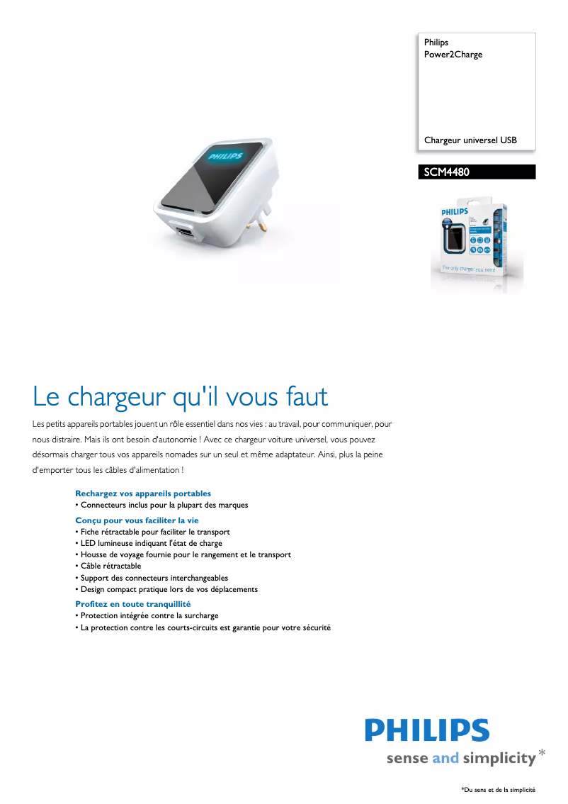 Imagen de la primera página del manual del dispositivo Power2Charge SCM4480