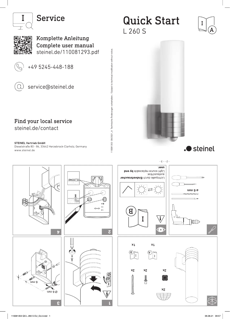 Página 1 del manual Guía de inicio rápido Steinel L 260 S