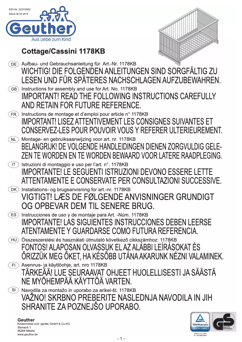 Página 1 del manual Manual de usuario Geuther Cottage