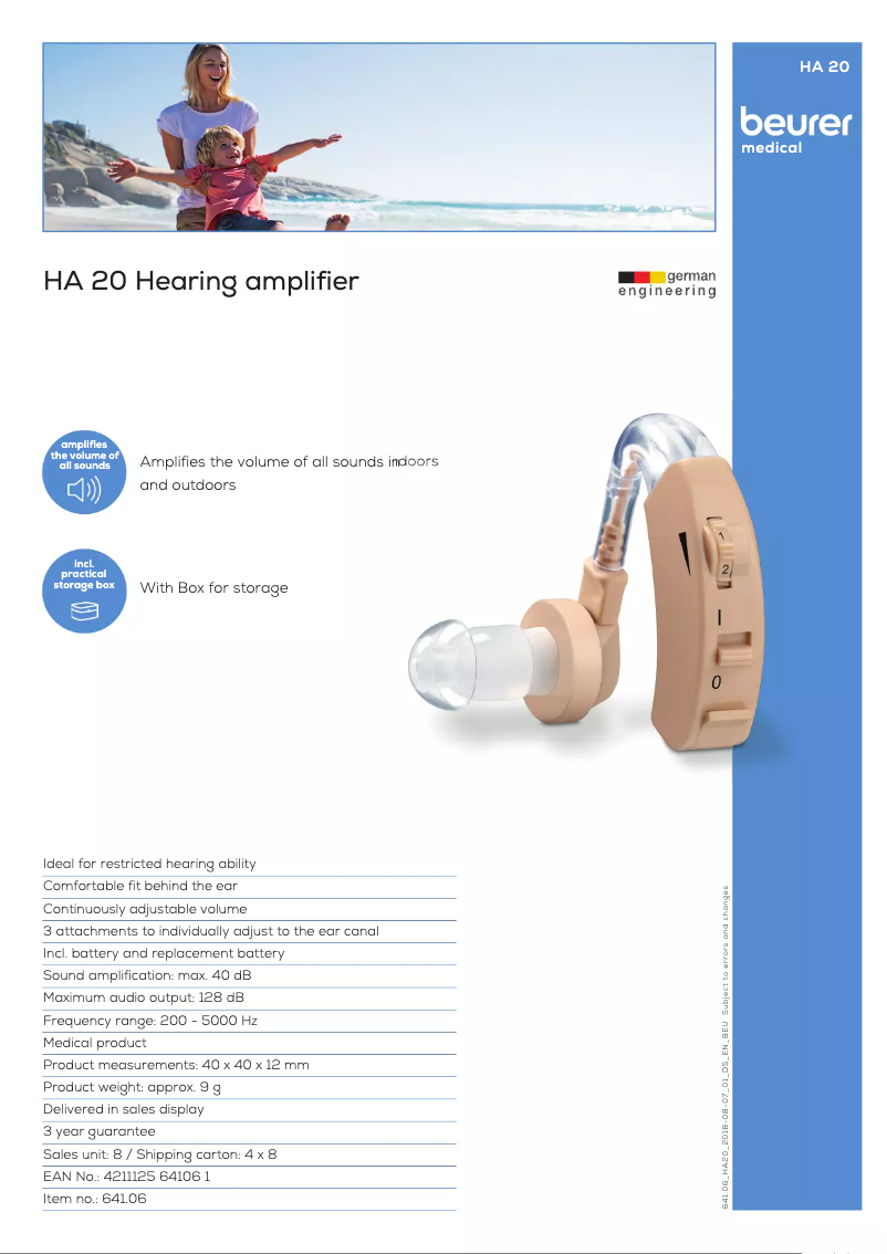 Página 1 del manual Ficha técnica Beurer HA 20