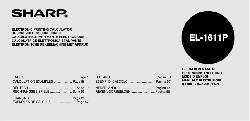 Página 1 del manual Manual de usuario Sharp EL-1611P