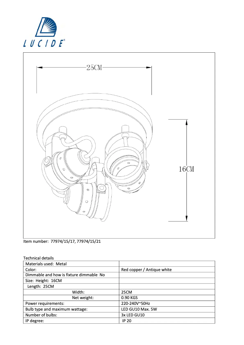 Imagen de la primera página del manual del dispositivo Cigal 77974/15/21