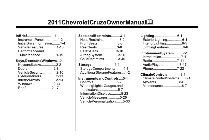 Página 1 del manual Manual de usuario Chevrolet Cruze (2011)