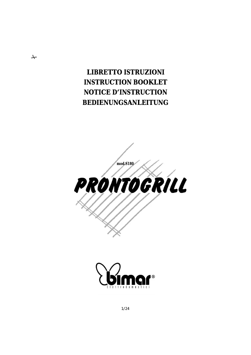 Imagen de la primera página del manual del dispositivo Prontogrill