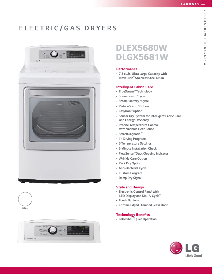 Página 1 del manual Ficha técnica LG DLEX5680W