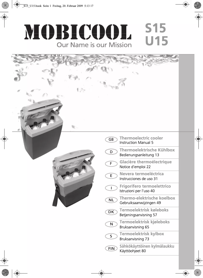 Imagen de la primera página del manual del dispositivo Mobicool S15