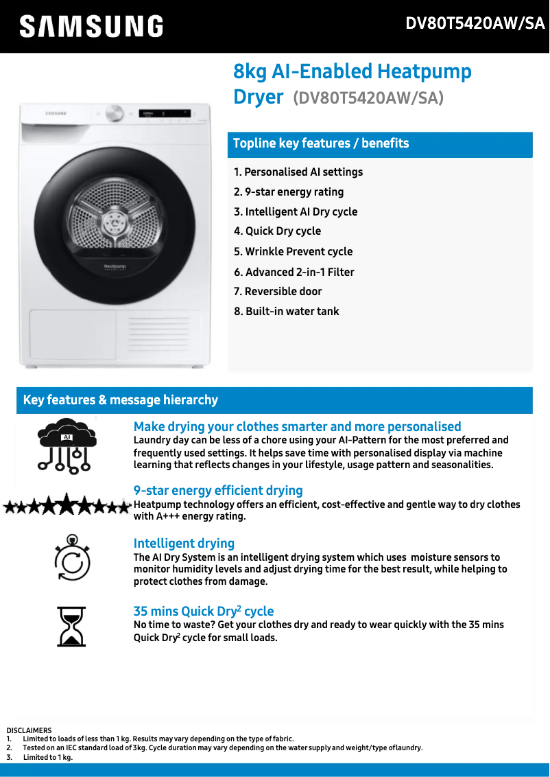 Imagen de la primera página del manual del dispositivo DV80T5420AW