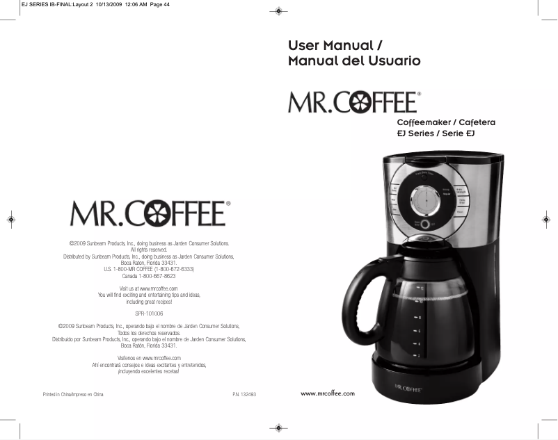 Página 1 del manual Manual de usuario Mr. Coffee BVMC-EJX33