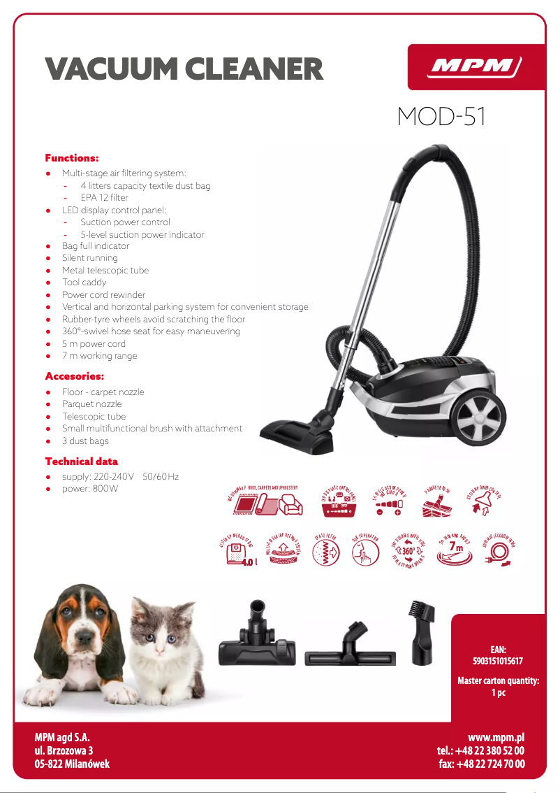 Página 1 del manual Ficha técnica MPM MOD-51