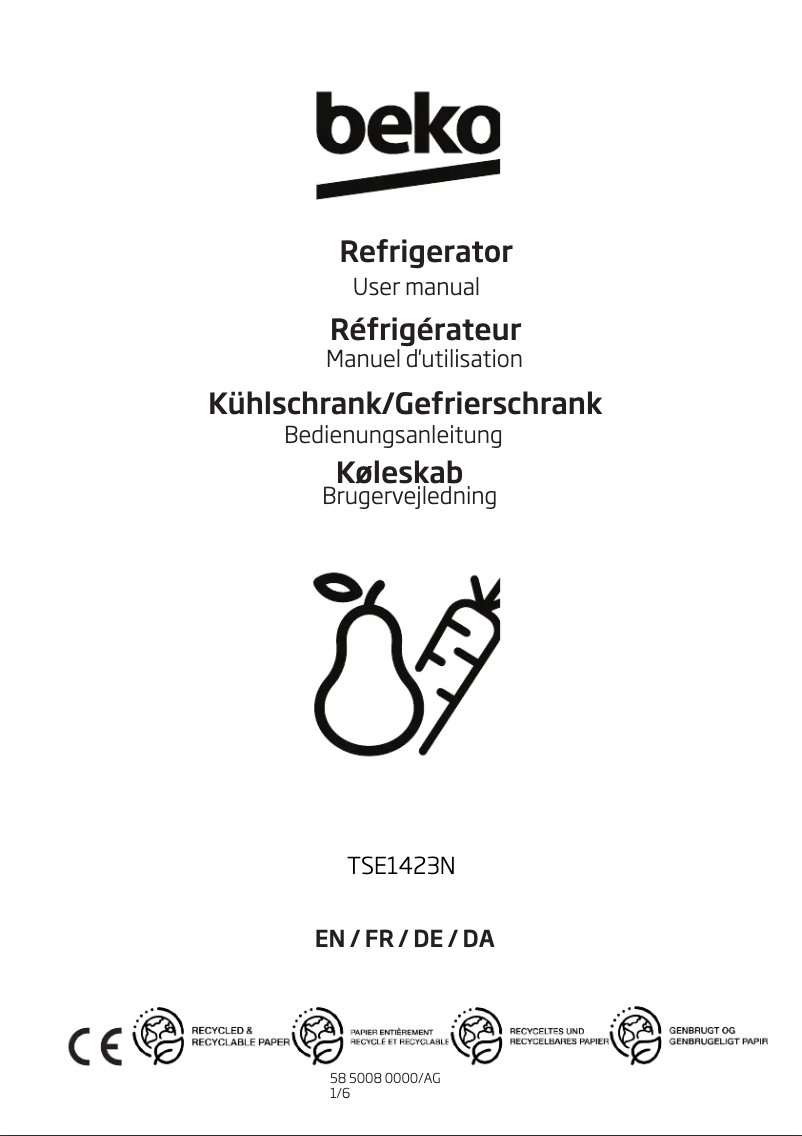 Imagen de la primera página del manual del dispositivo TSE1423N