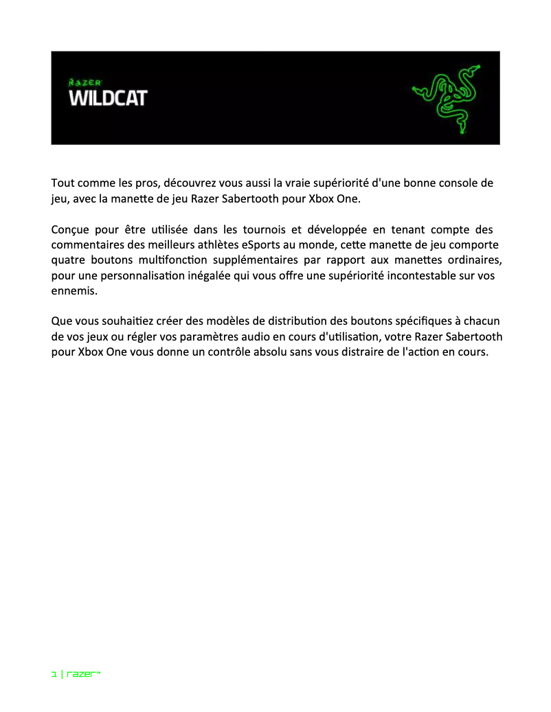 Imagen de la primera página del manual del dispositivo Wildcat for Xbox One