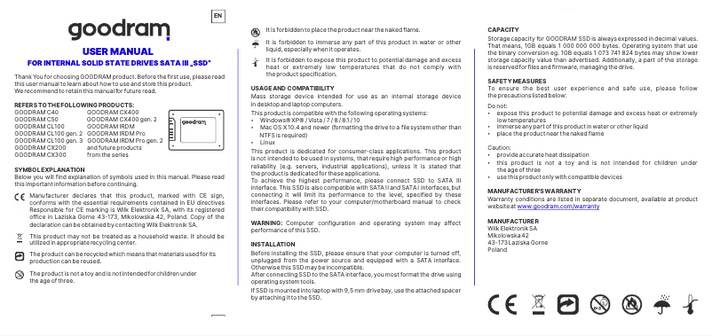 Imagen de la primera página del manual del dispositivo CX400 gen.2