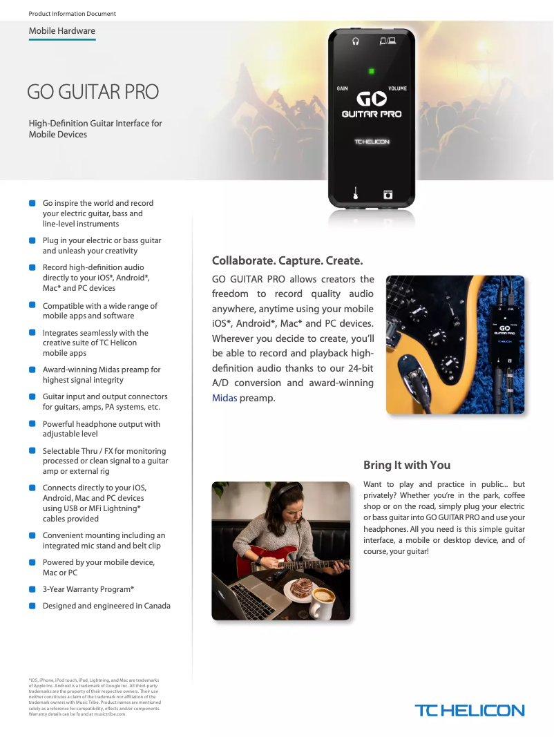 Página nº 1 - Ficha técnica TC Helicon GO Guitar Pro