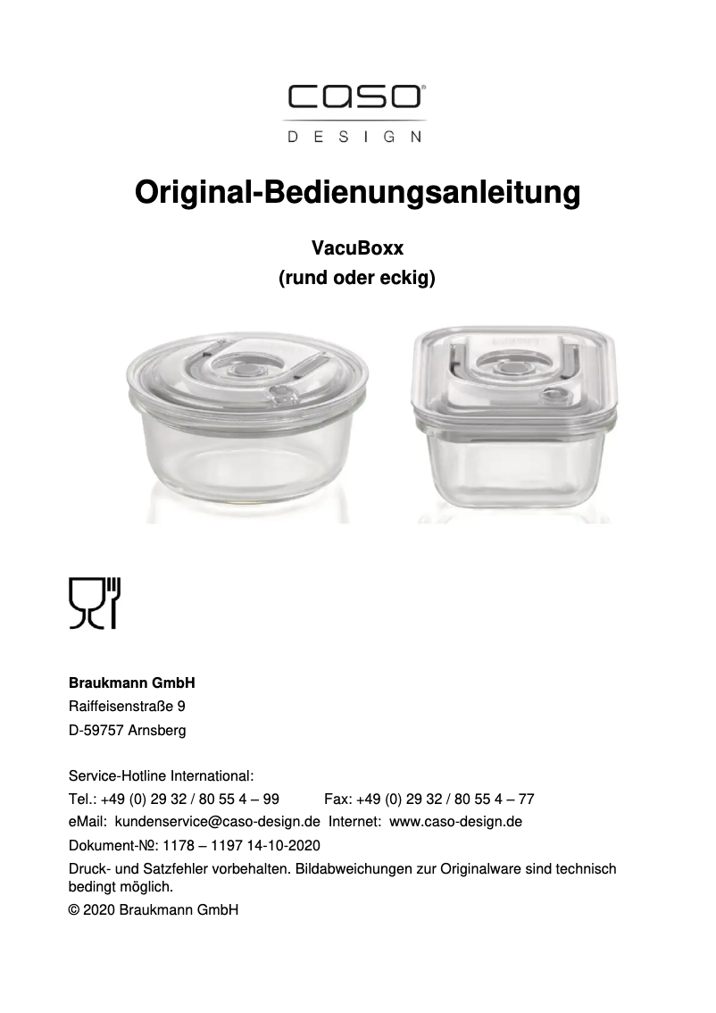 Imagen de la primera página del manual del dispositivo VacuBoxx