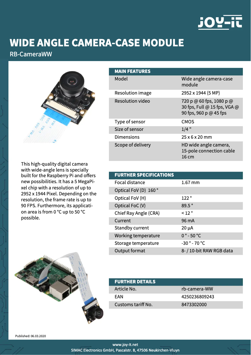 Imagen de la primera página del manual del dispositivo rb-camera-ww