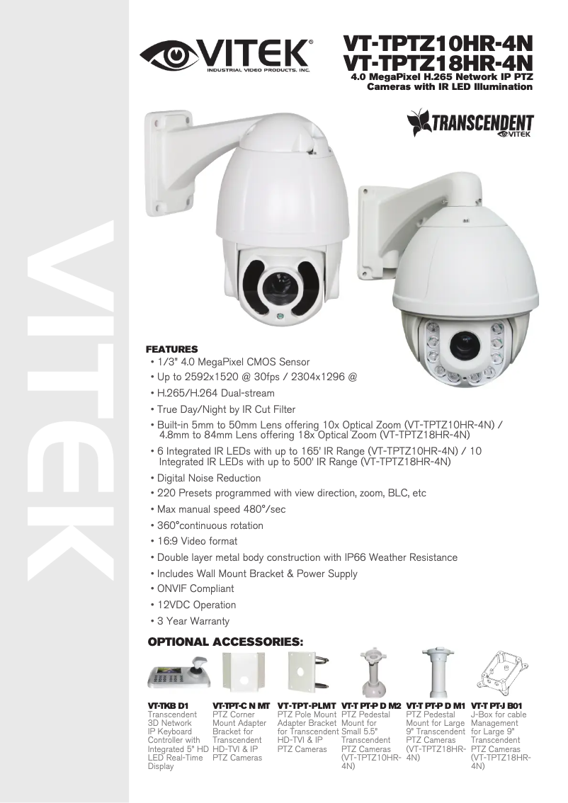Imagen de la primera página del manual del dispositivo VT-TPTZ18HR-4N