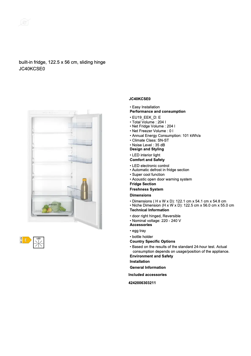 Imagen de la primera página del manual del dispositivo JC40KCSE0