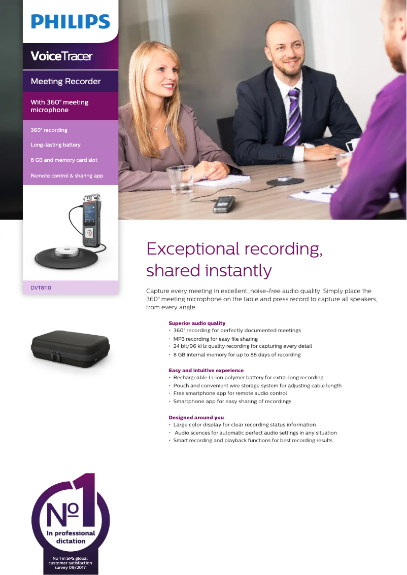 Imagen de la primera página del manual del dispositivo Voice Tracer DVT8110