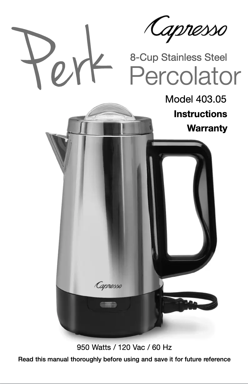 Página 1 del manual Manual de usuario Capresso Perk