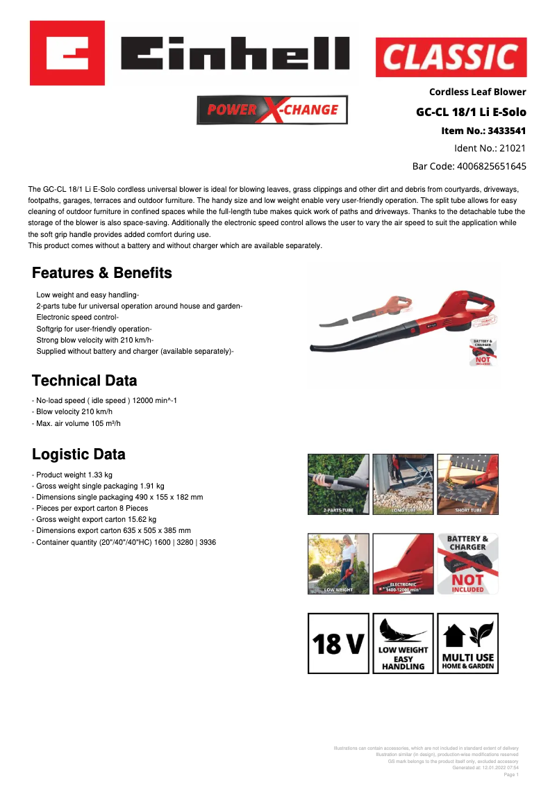 Imagen de la primera página del manual del dispositivo GC-CL 18/1 Li E-Solo