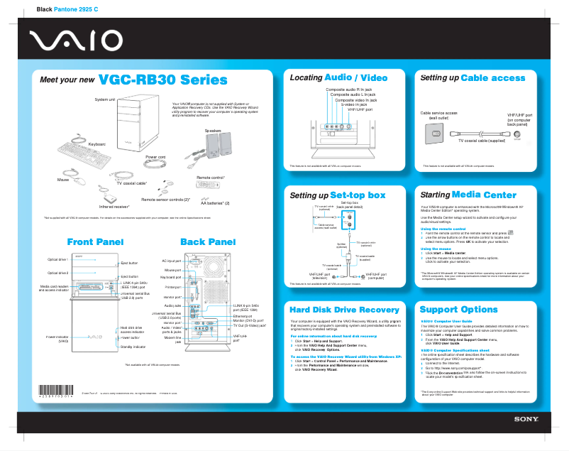 Imagen de la primera página del manual del dispositivo Vaio VGC-RB38G