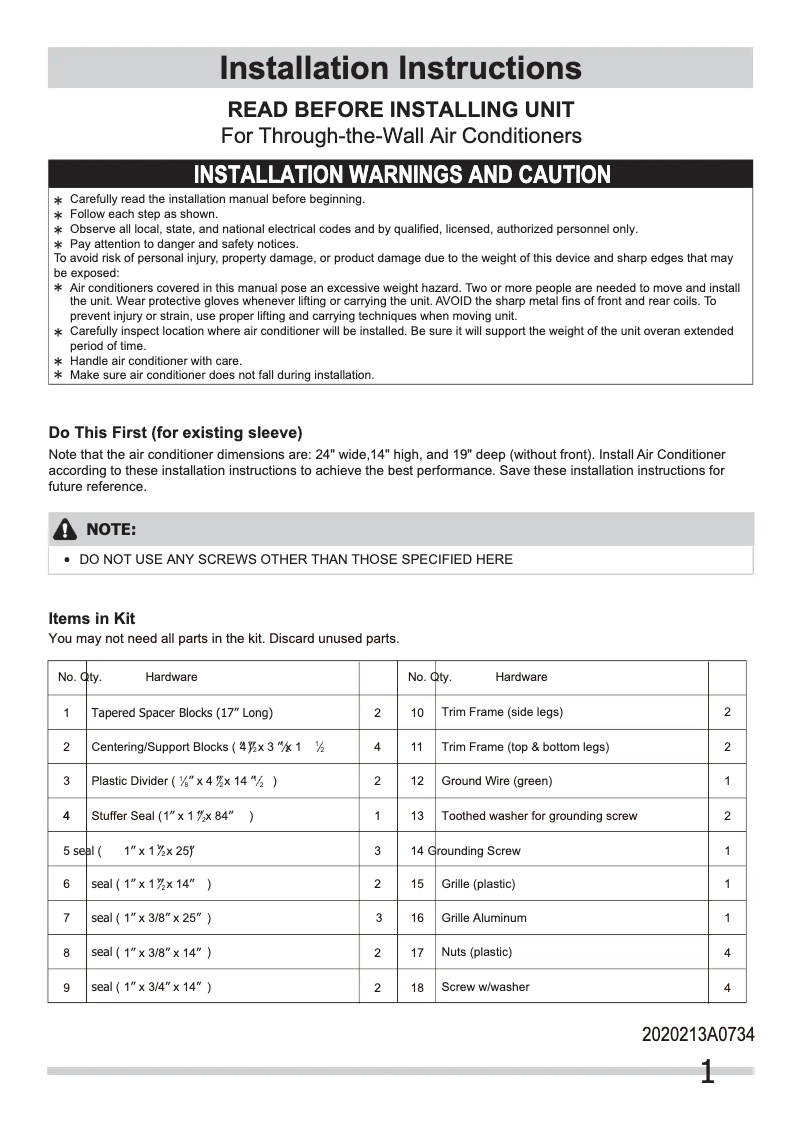 Imagen de la primera página del manual del dispositivo FRA12EHT2