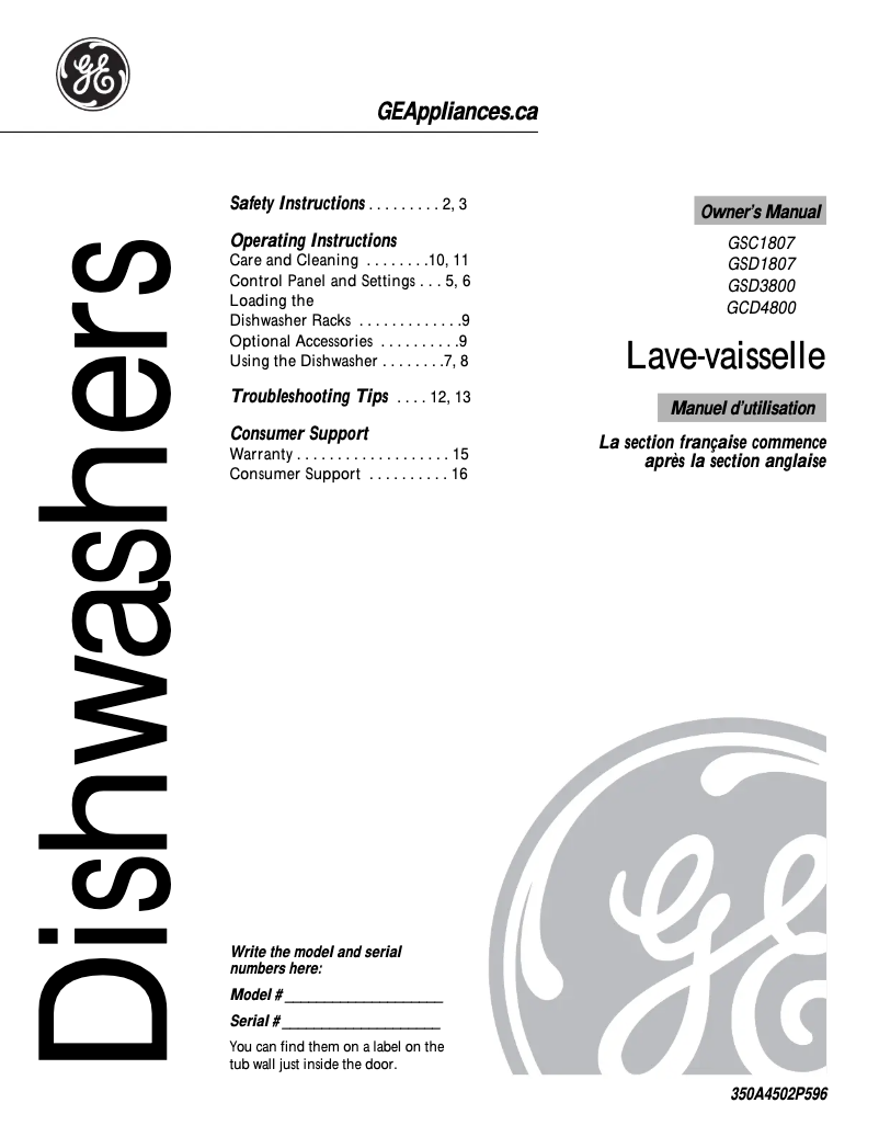 Imagen de la primera página del manual del dispositivo GSD1807KSS