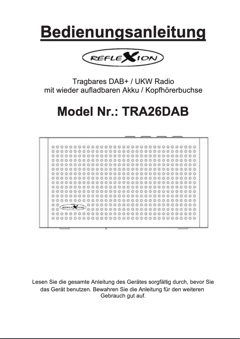 Página nº 1 - Manual de usuario Reflexion TRA26DAB