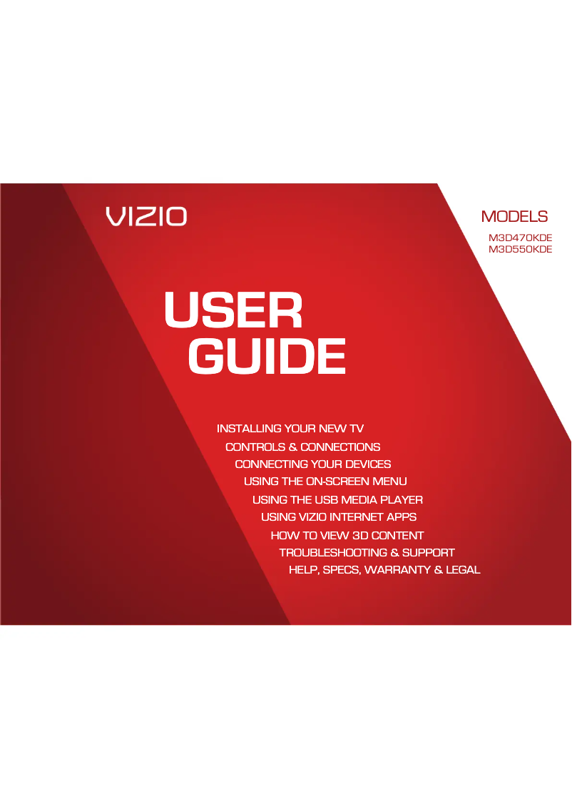 Página 1 del manual Manual de usuario VIZIO M3D550KDE