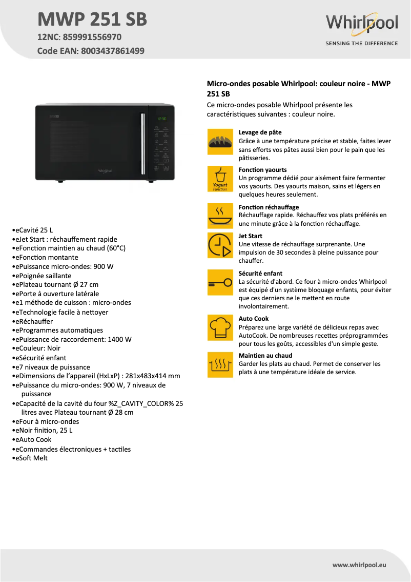 Imagen de la primera página del manual del dispositivo MWP 251 SB