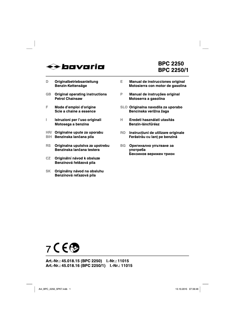 Imagen de la primera página del manual del dispositivo BPC 2250