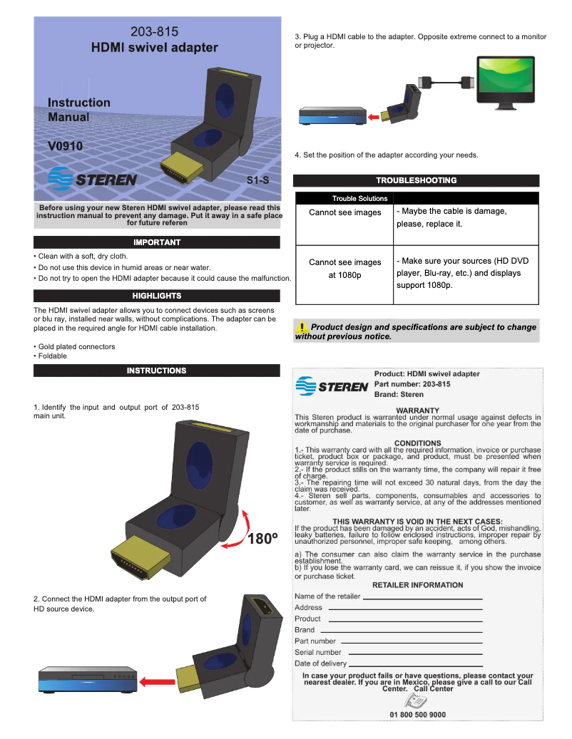 Página 1 del manual Manual de usuario Steren 203-815