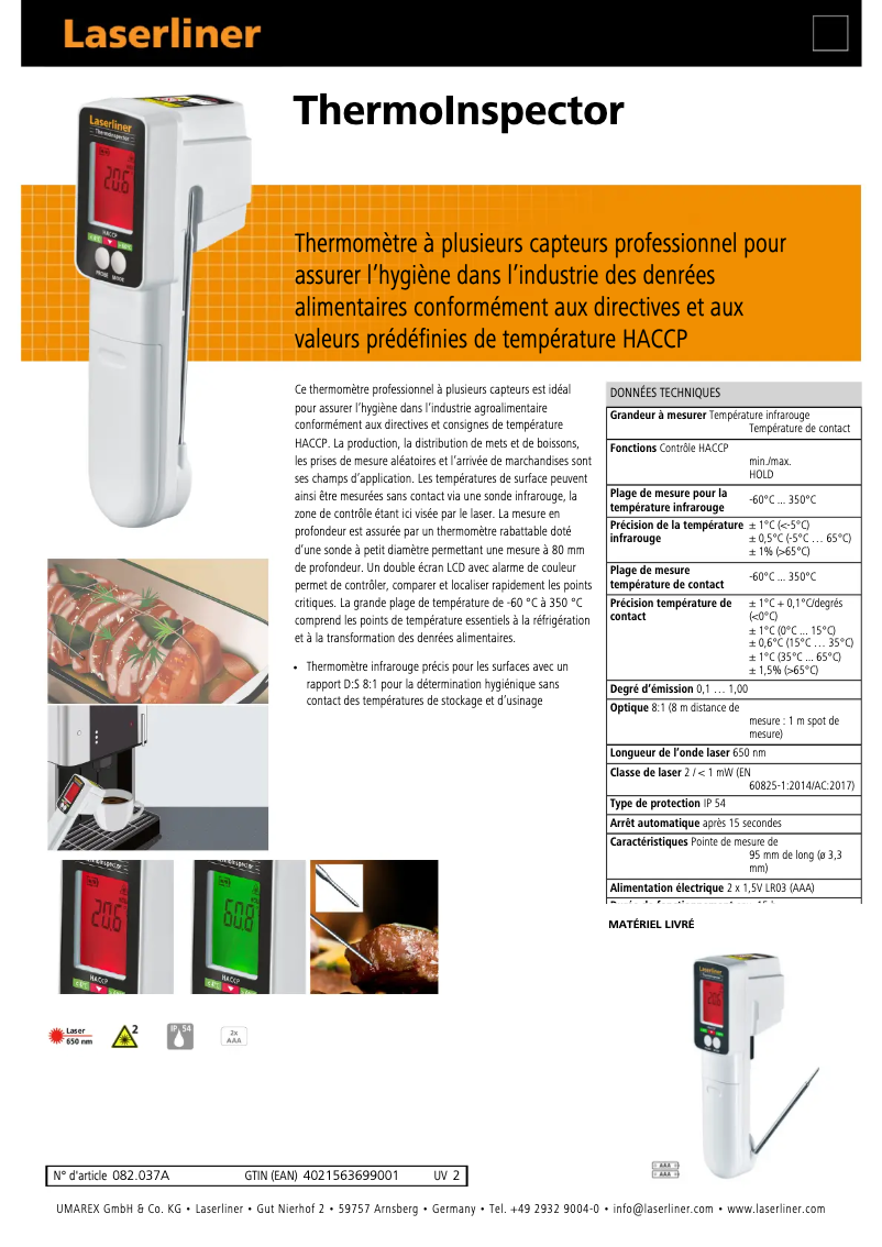 Página 1 del manual Ficha técnica Laserliner ThermoInspector