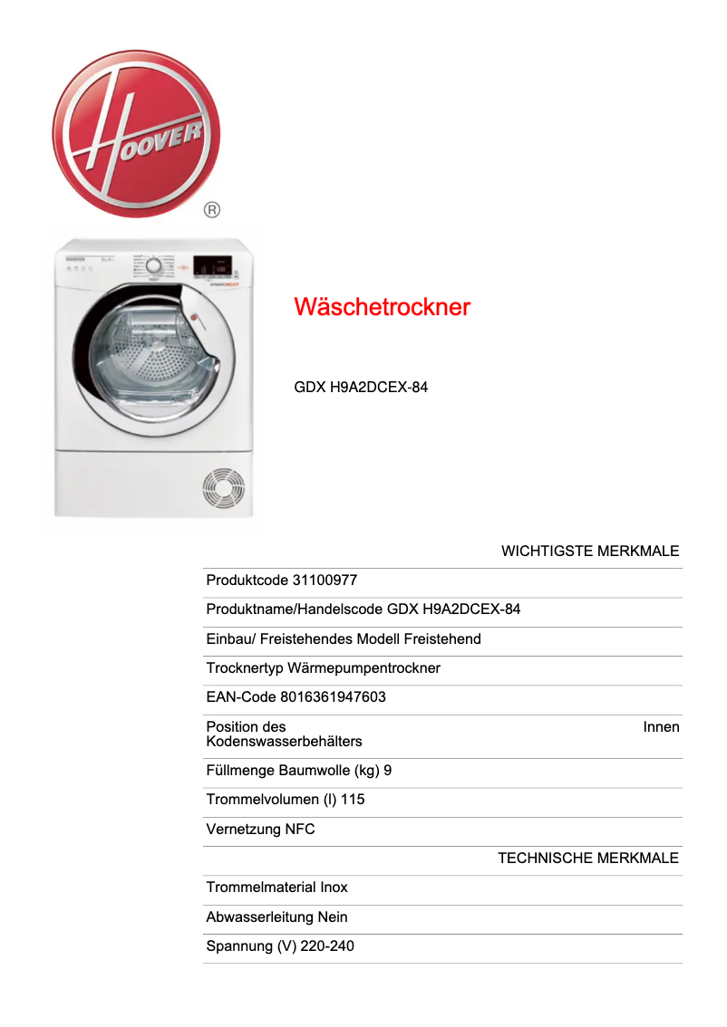 Imagen de la primera página del manual del dispositivo DXO HY9A2TCEXS-S