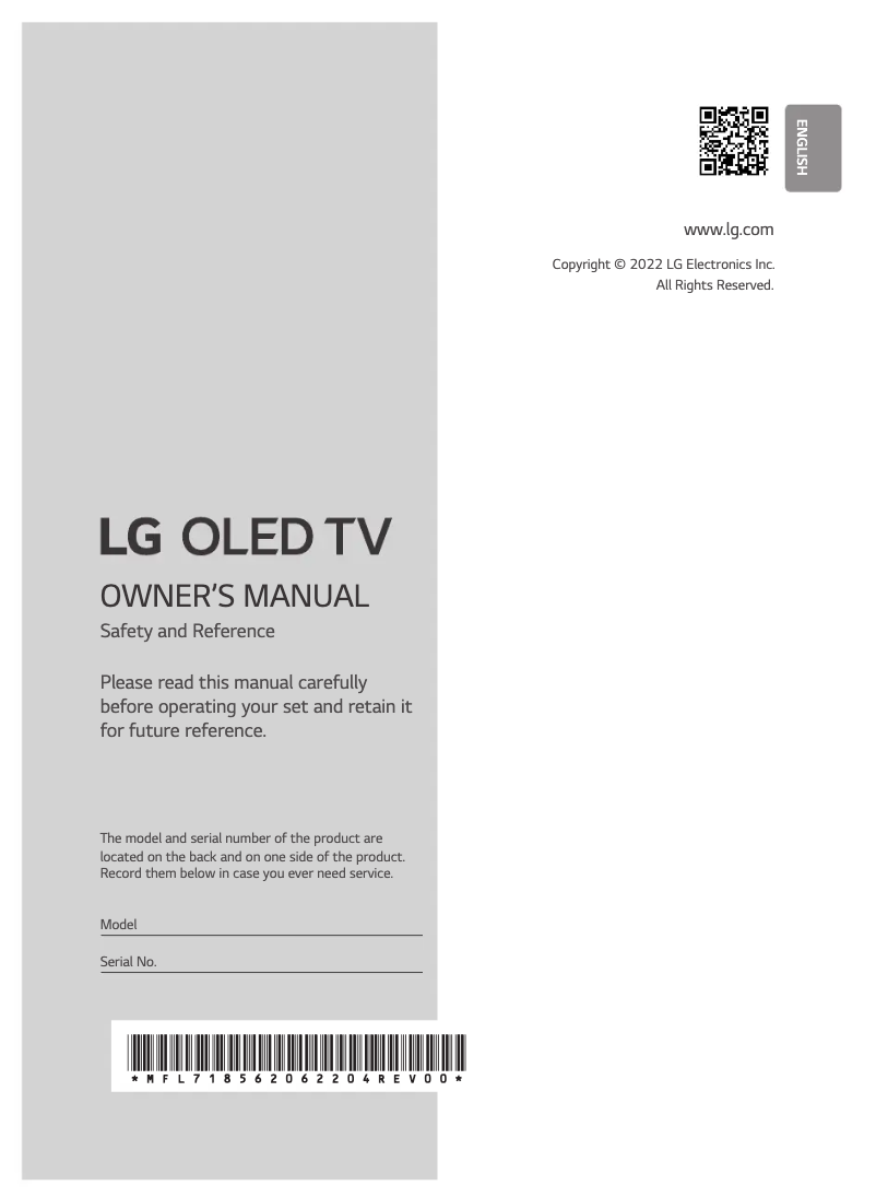 Página 1 del manual Manual de usuario LG OLED77G2RLA