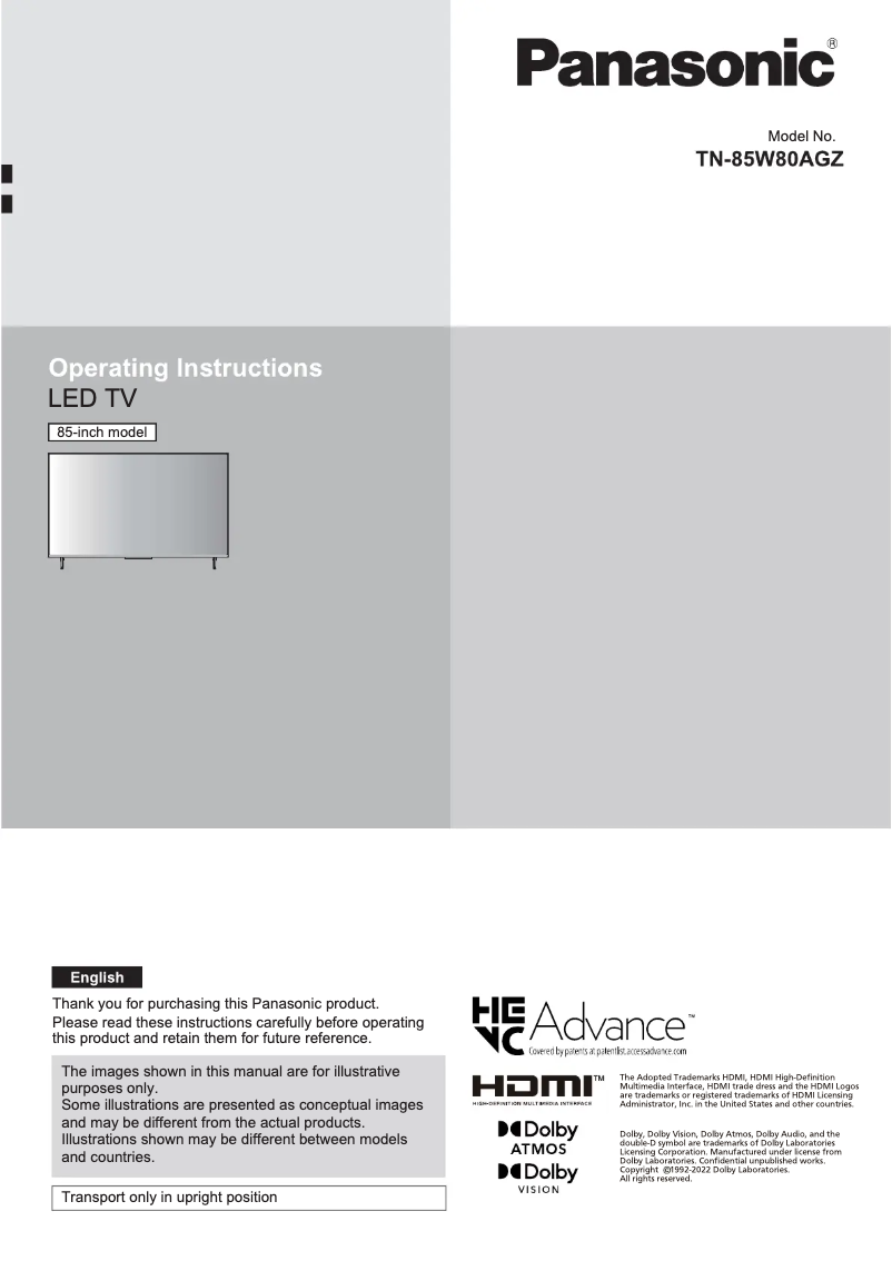 Imagen de la primera página del manual del dispositivo TN-85W80AGZ