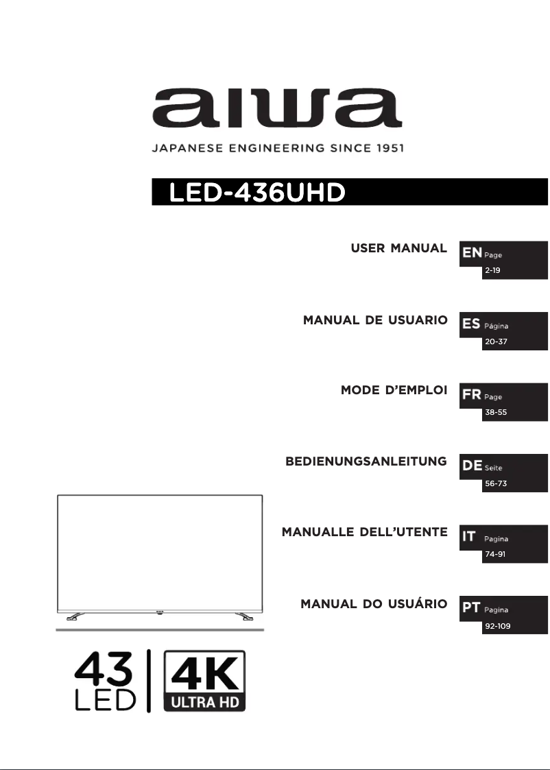 Imagen de la primera página del manual del dispositivo LED436UHD
